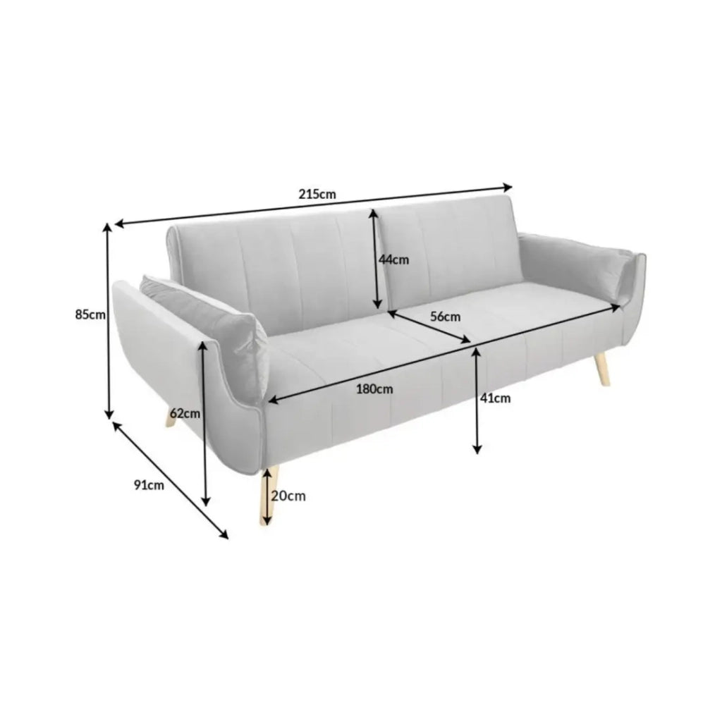 Divano dritto DANNA azzurro chiaro – Divano scandinavo trasformabile in tessuto