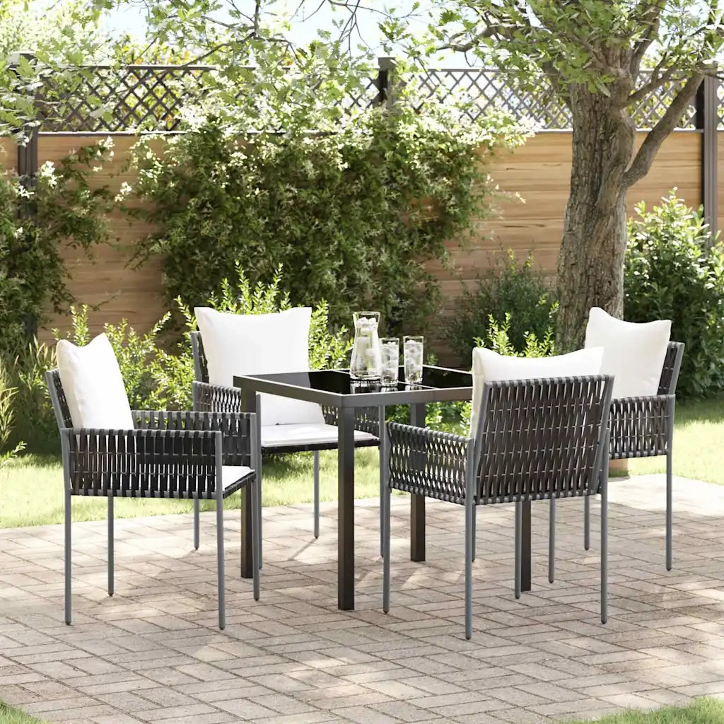 Set da Pranzo per Giardino 5 pcs Marrone e Nero Rattan in PE