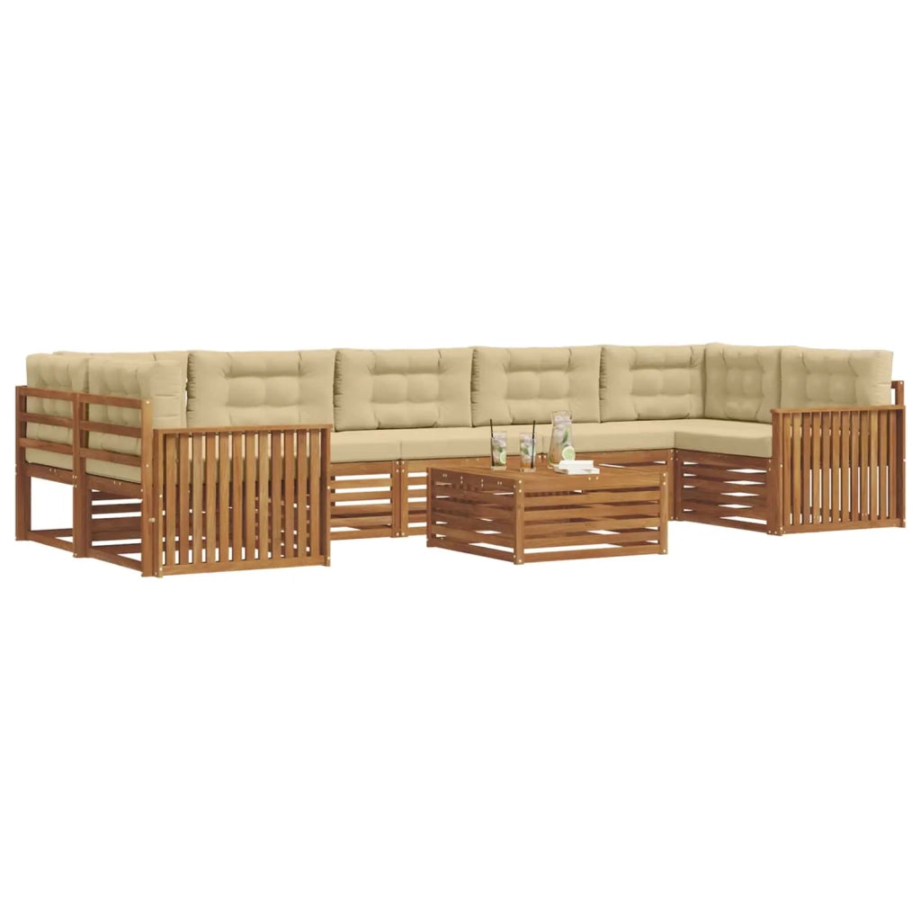 Set di divani da esterno con cuscino 8 pcs Naturale e Beige