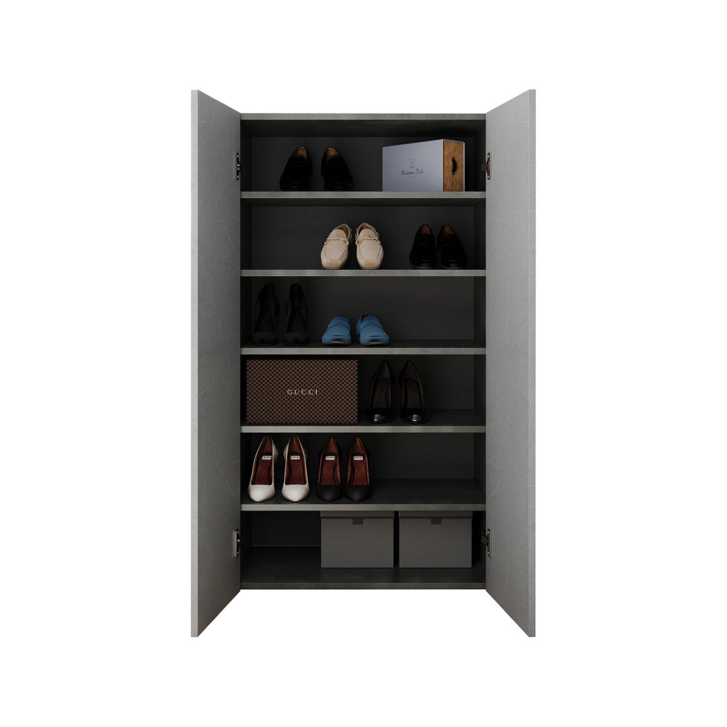 Floro, Armadio Multiuso 2 Ante 5 Ripiani, 63x114h cm Grigio Cemento