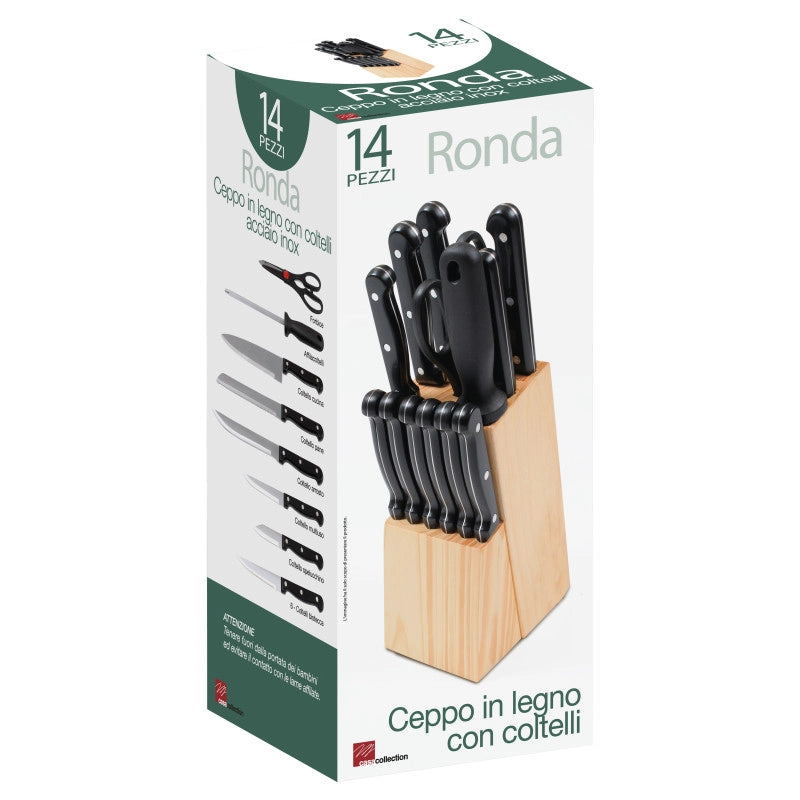 Set di 4 Ceppi Coltelli 14pz Ronda