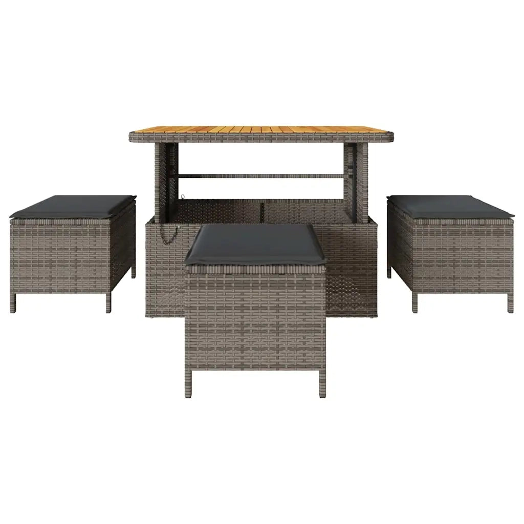 Set da Pranzo per Giardino | Set Salotto da Giardino Grigio polyrattan
