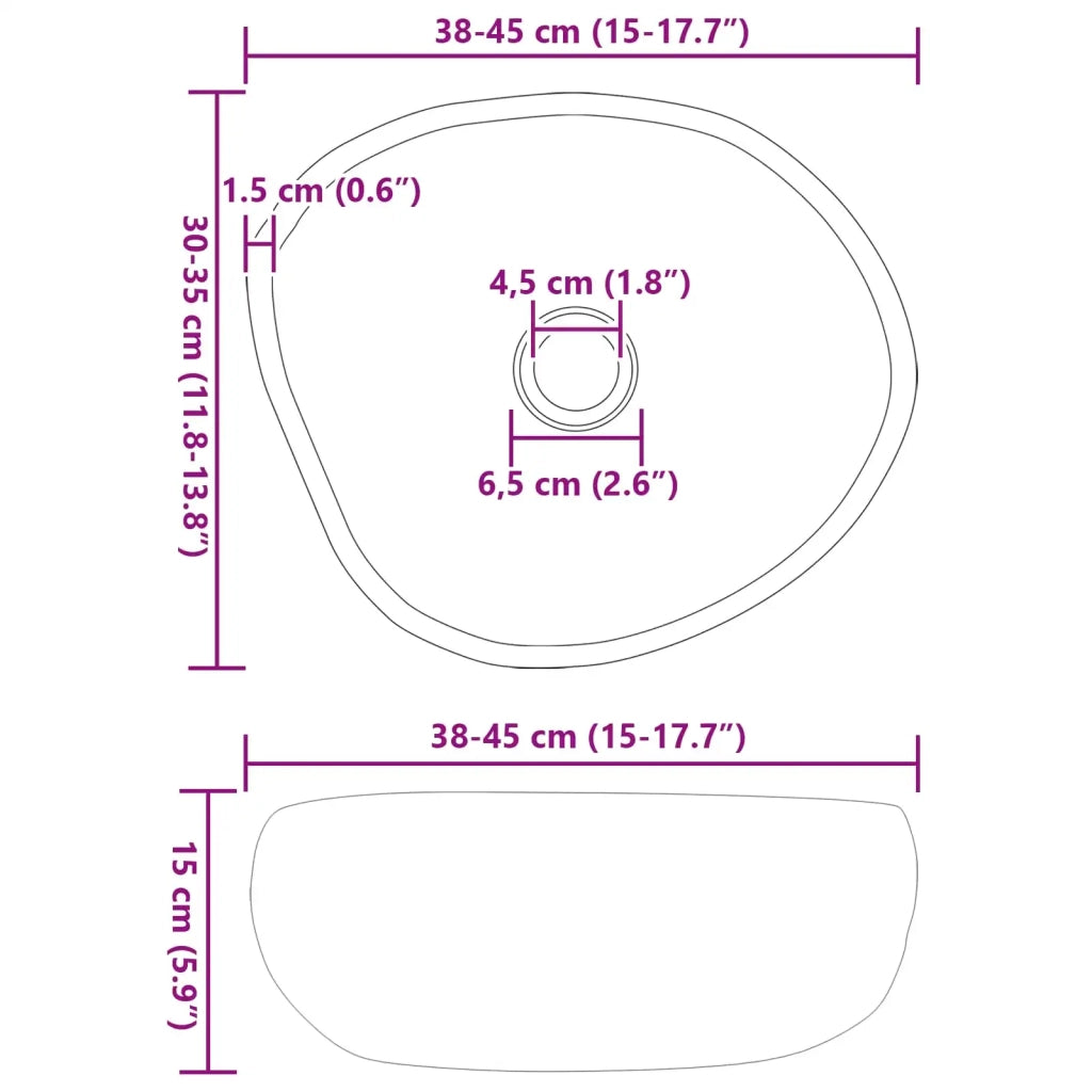 Basin in pietra fluviale Grigio chiaro 45 x 35 x 15 cm CFW3818963