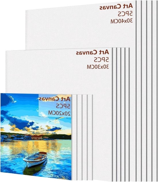 Set di telai per dipinti - 15 pezzi - tela per acrilica - 20 x 20 cm, 30 x 30 cm, 30 x 40 cm tela per dipinti grande