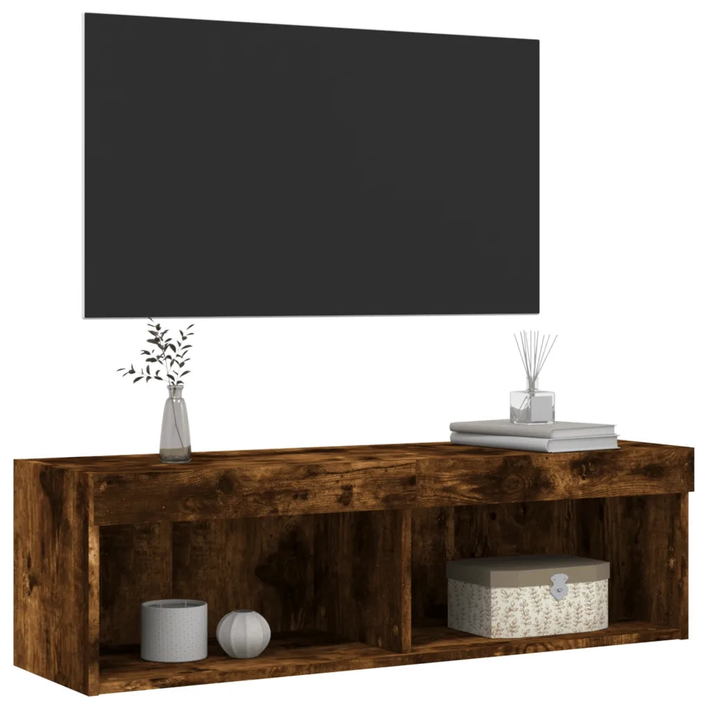 Mobile Porta TV con Luci LED Rovere Fumo 100x30x30 cm 837163
