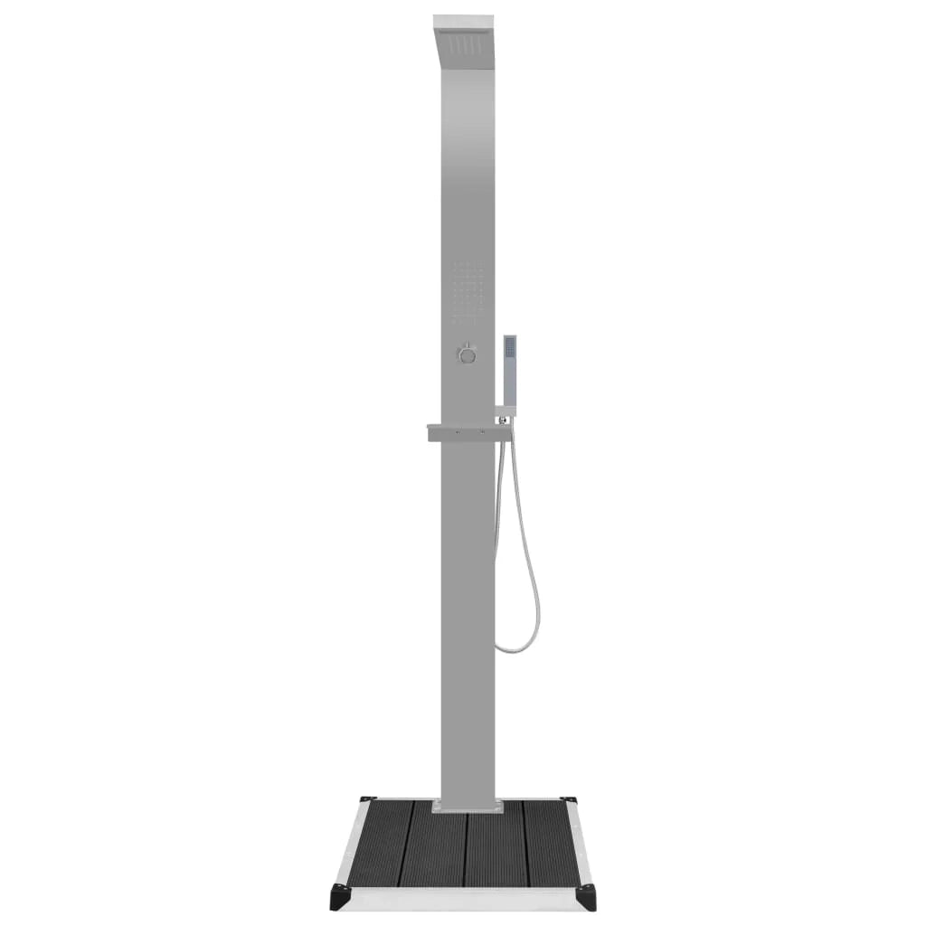Doccia esterna con piatto doccia in WPC acciaio inox grigio 02_0042029