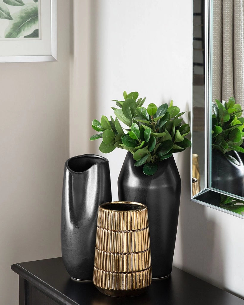 Tavolo Decorativo Vaso Fiori gres porcellanato dorato 22 cm Glamour in stile moderno