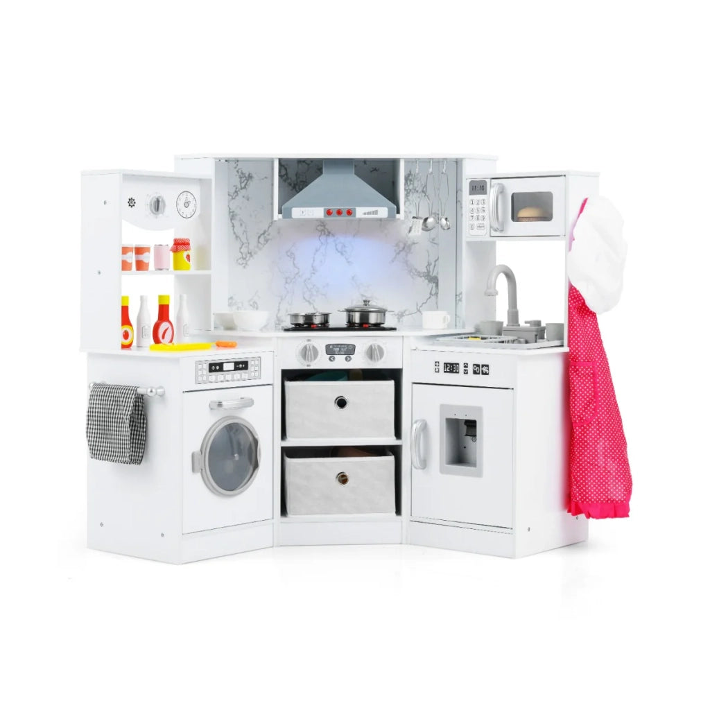 Cucina giocattolo in legno per bambini 102 x 51 x 85 cm con effetti sonori e luminosi design moderno MDF bianco 20_0017811