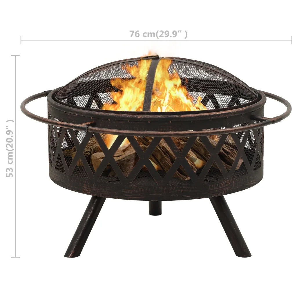 Braciere Rustico con Attizzatoio 76 cm XXL in Acciaio CFW2312862