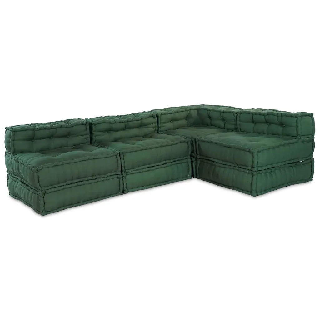 Unità di Divano Modulare 4 pcs Verde Tessuto