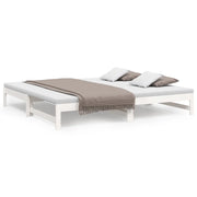 Letto matrimoniale | Letto per adulti | Dormeuse Estraibile Bianca 2x(80x200) cm Legno Massello di Pino