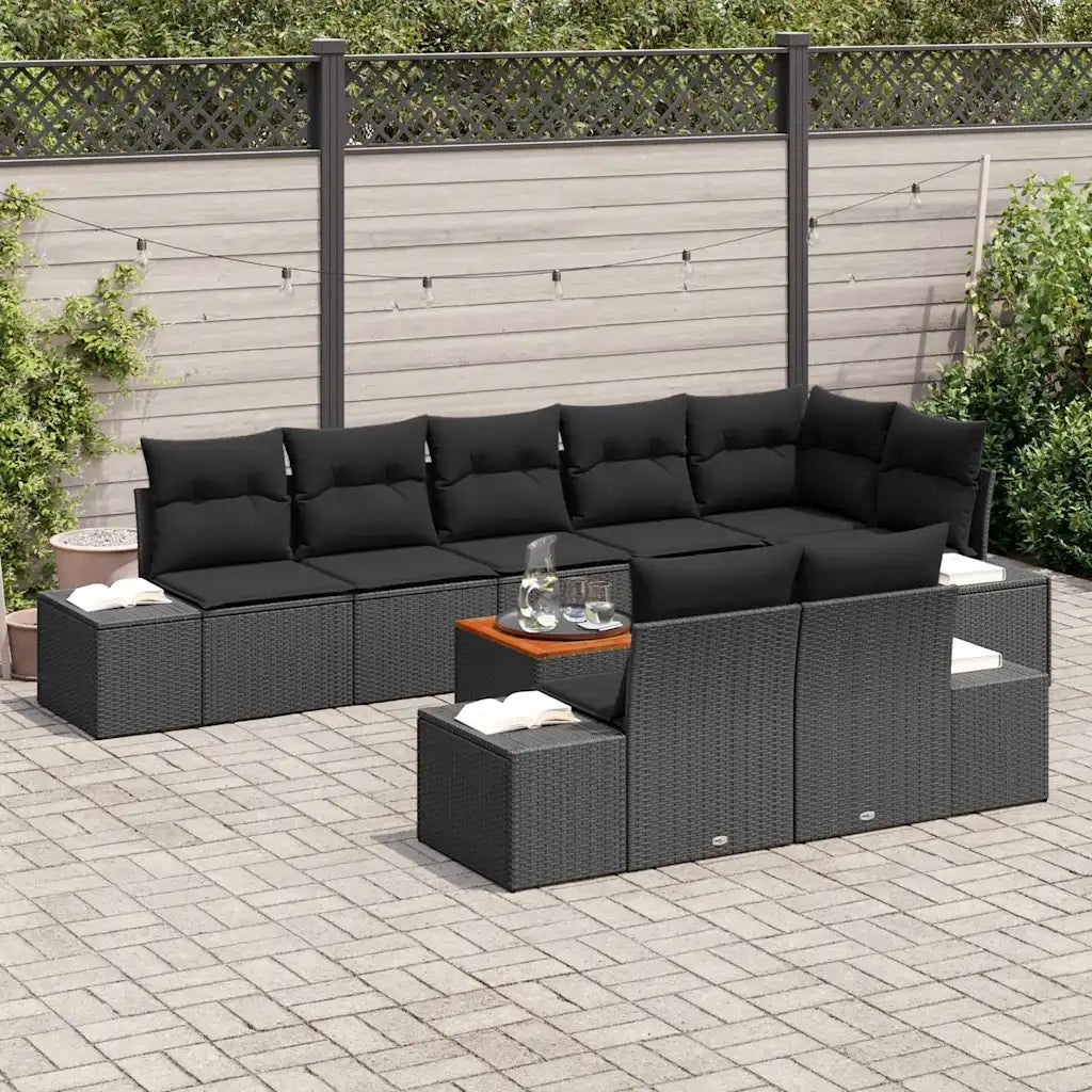 Set Divano da Giardino 9 pcs Nero