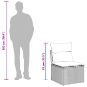 Set Divano Giardino 10 pezzi con Cuscini Grigio Polyrattan Acacia