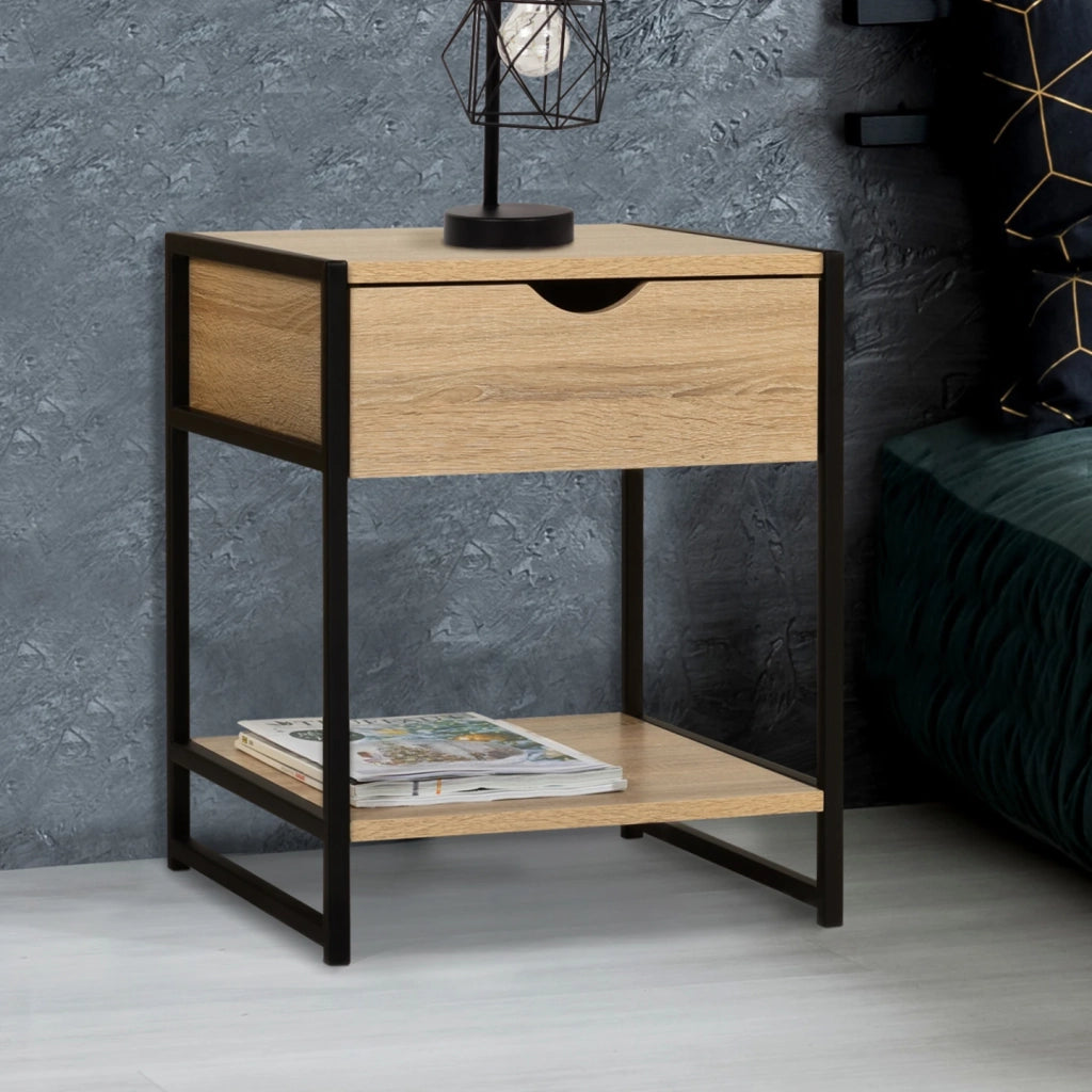 IDMarket - Set di 2 comodini di design industriale DETROIT
