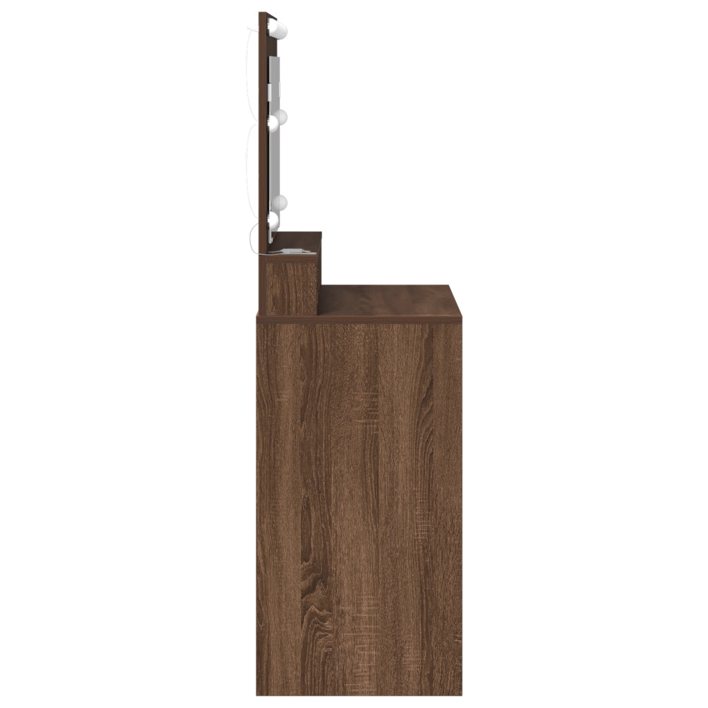 Tavolo da Trucco con Luci LED  in Quercia 79x41x135 cm