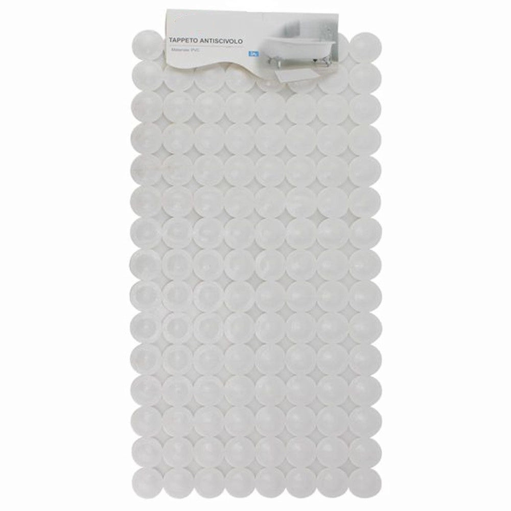 Trade Shop - Tappeto Tappetino In Pvc Antiscivolo Per Vasca Da Bagno Doccia 67.5x36cm Bianca 59610 -