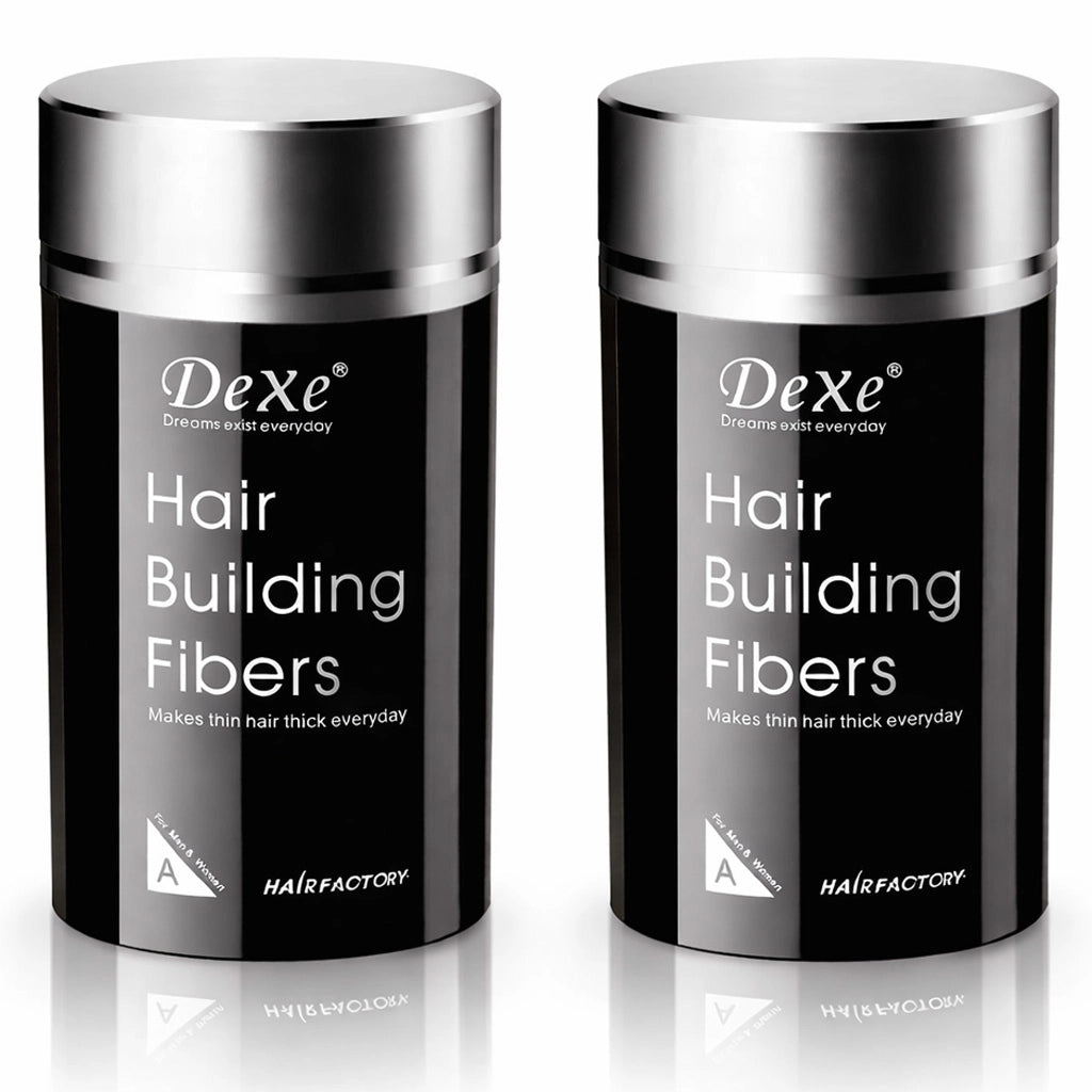 Fibre Capelli x 2 Barattoli Volumizzante Polvere per capelli Correttore Nero 22g