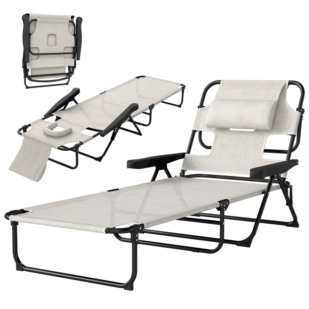 Chaise longue da giardino pieghevole ¨C zephmum ¨C 72x194x89 cm crema