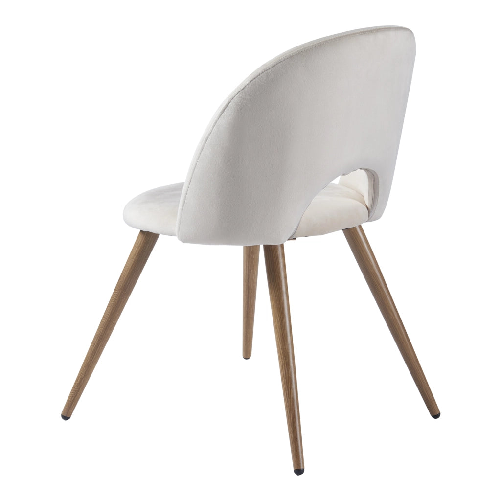 Set Karijoki di 2 Sedie Imbottite da Sala Pranzo Effetto Velluto - Beige / Effetto Legno [en.casa]