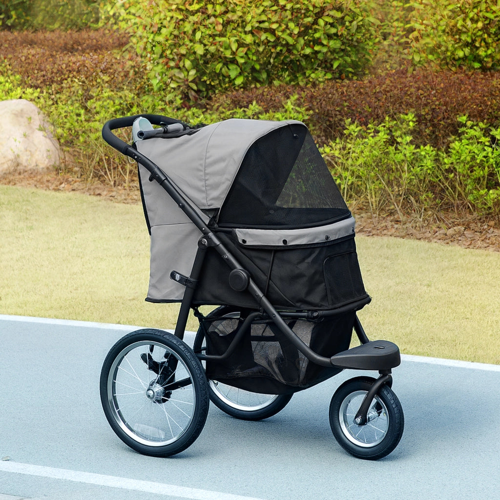 Passeggino per Cani Pieghevole ¨C Xylo ¨C Con Cestino, Cuscino Lavabile, Ruote Gomma, Grigio