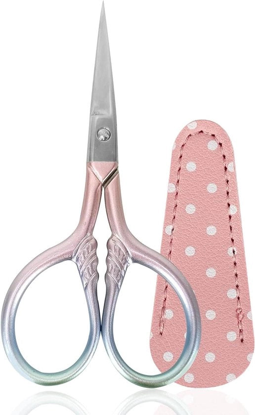 Borduurschaar in acciaio inossidabile per cucito e artigianato - 1 pezzo con fodero in pelle sintetica (rosa)