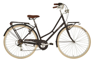 Bicicletta City da Donna 28" Design Vintage Cambio 6V Shimano Freni V-Brake Viaggio Nero