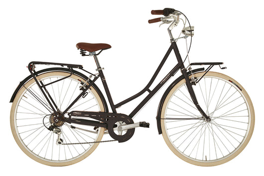 Bicicletta City da Donna 28" Design Vintage Cambio 6V Shimano Freni V-Brake Viaggio Nero