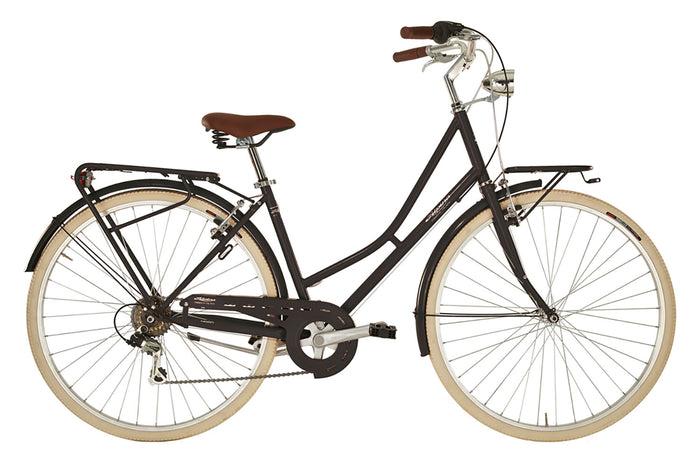 Bicicletta City da Donna 28" Design Vintage Cambio 6V Shimano Freni V-Brake Viaggio Nero