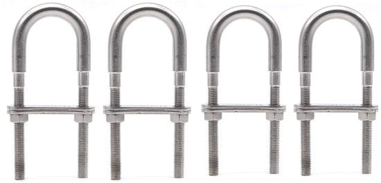 Occhiello di fissaggio M8x100mm - RVS U Bout - Pacchetto da 4 - Resistente allo scorrimento - Anticorrosivo - Viti regolabili - Viti di fissaggio adattabili