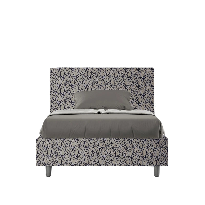 Letto imbottito 1 piazza e mezza 120x200 cm tessuto Era Adele - Con rete,Blu