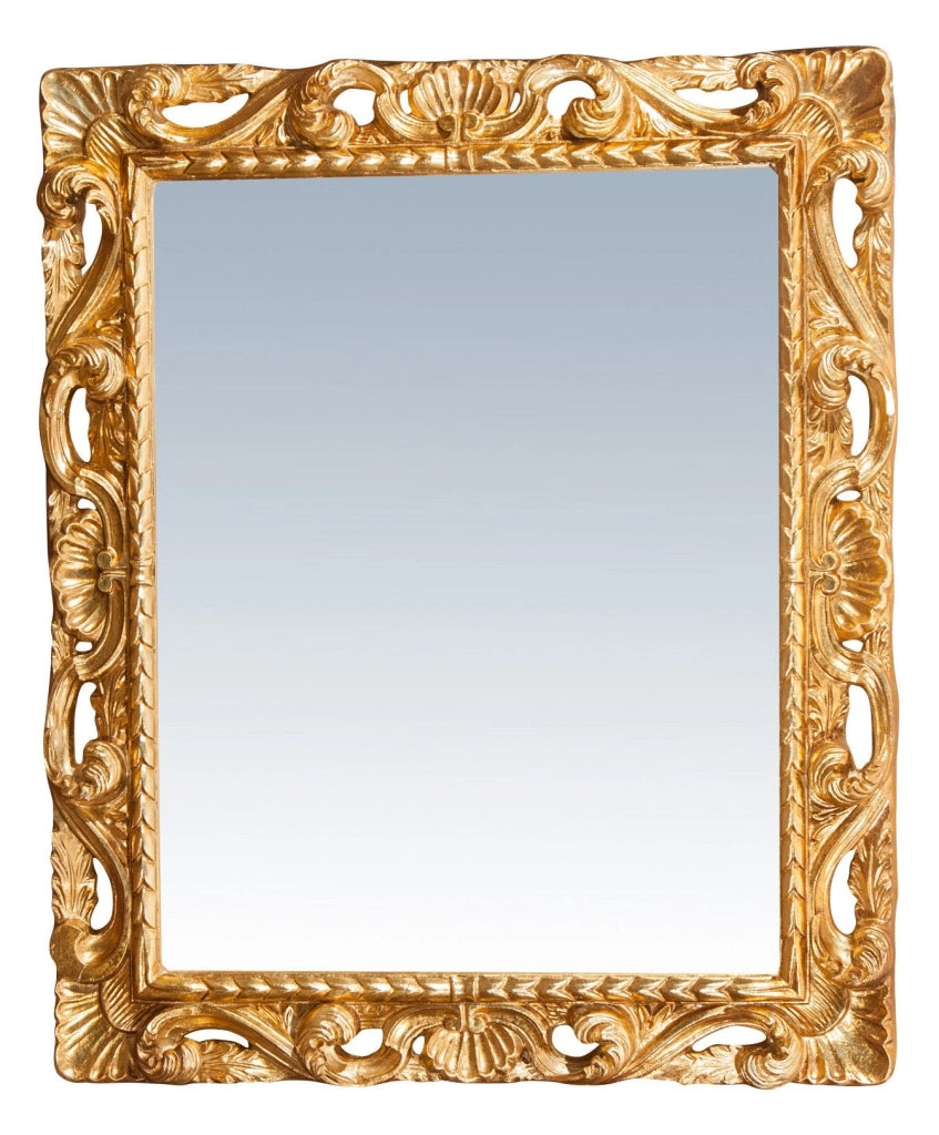 Biscottini Specchiera da parete verticale/orizzontale in legno finitura foglia oro anticato L94xPR6,5xH114 cm Made in Italy