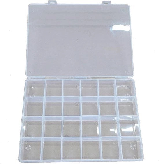 Scatola di archiviazione con 24 contenitori - cassettiera da 25 cm per perle e accessori