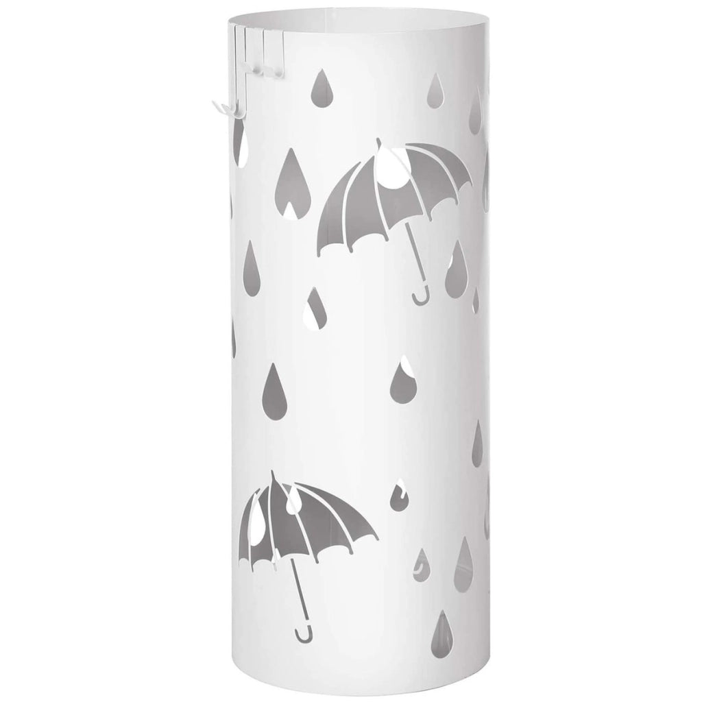 Portaombrelli in Metallo Bianco con Vaschetta Raccogli-acqua