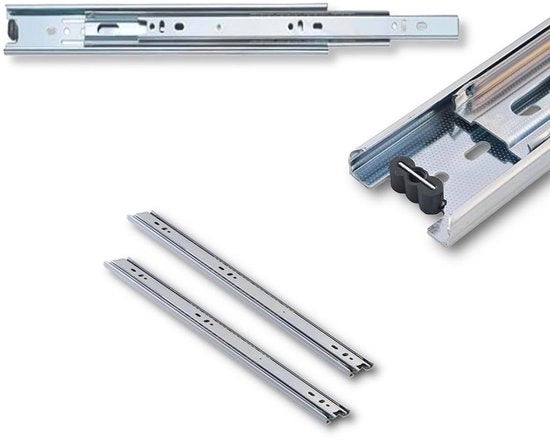 Telescopiche guide rail per carrello - Larghezza regolabile 30-60 cm - Guide robuste - Adatte per carrelli pesanti - Lunghezza regolabile
