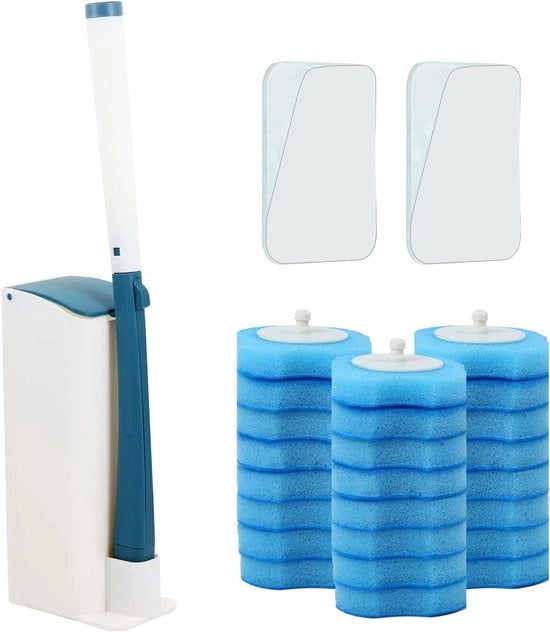 Set di Spazzolini da WC con Alloggiamento e Maniglie di Regolazione - Sistema di Pulizia WC - 24 Pezzi