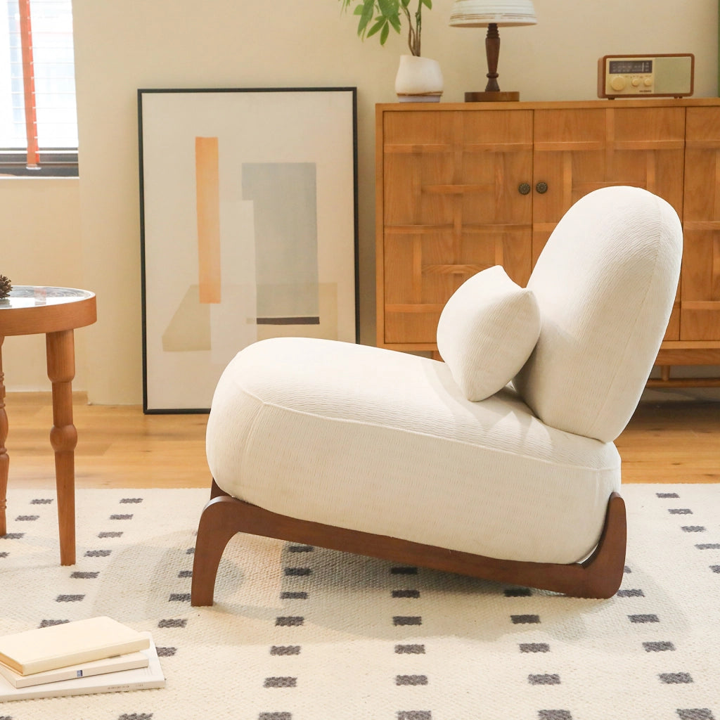 Poltrona 86.9x72.1x69.9 cm senza braccioli in velluto e legno bianca