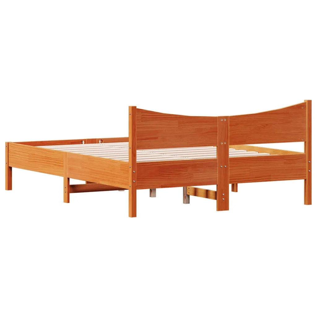 Letto senza Materasso Marrone Cera 135x190 cm in Legno di Pino