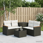 Set di divani 6 pz Nero e Bianco Crema 3447608