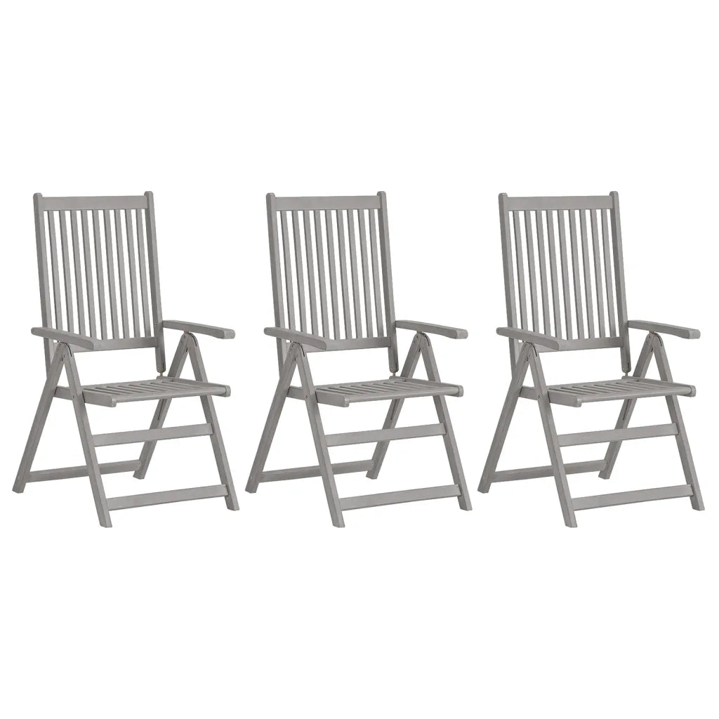 Sedie da Giardino Reclinabili 3 pz con Cuscini Massello Acacia 3064731
