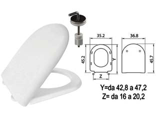 SEDILE WC IN TERMOINDURENTE LUNA 2 BIANCO CERNIERE INOX H057 coprivaso copriwater SANIPLAST