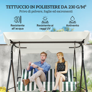 Tetto di Ricambio per Dondolo 3 Posti 210x145 cm Impermeabile in Tessuto Oxford Bianco Crema
