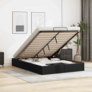 Struttura Letto Pouf senza Materasso Nero 140x200 cm Similpelle