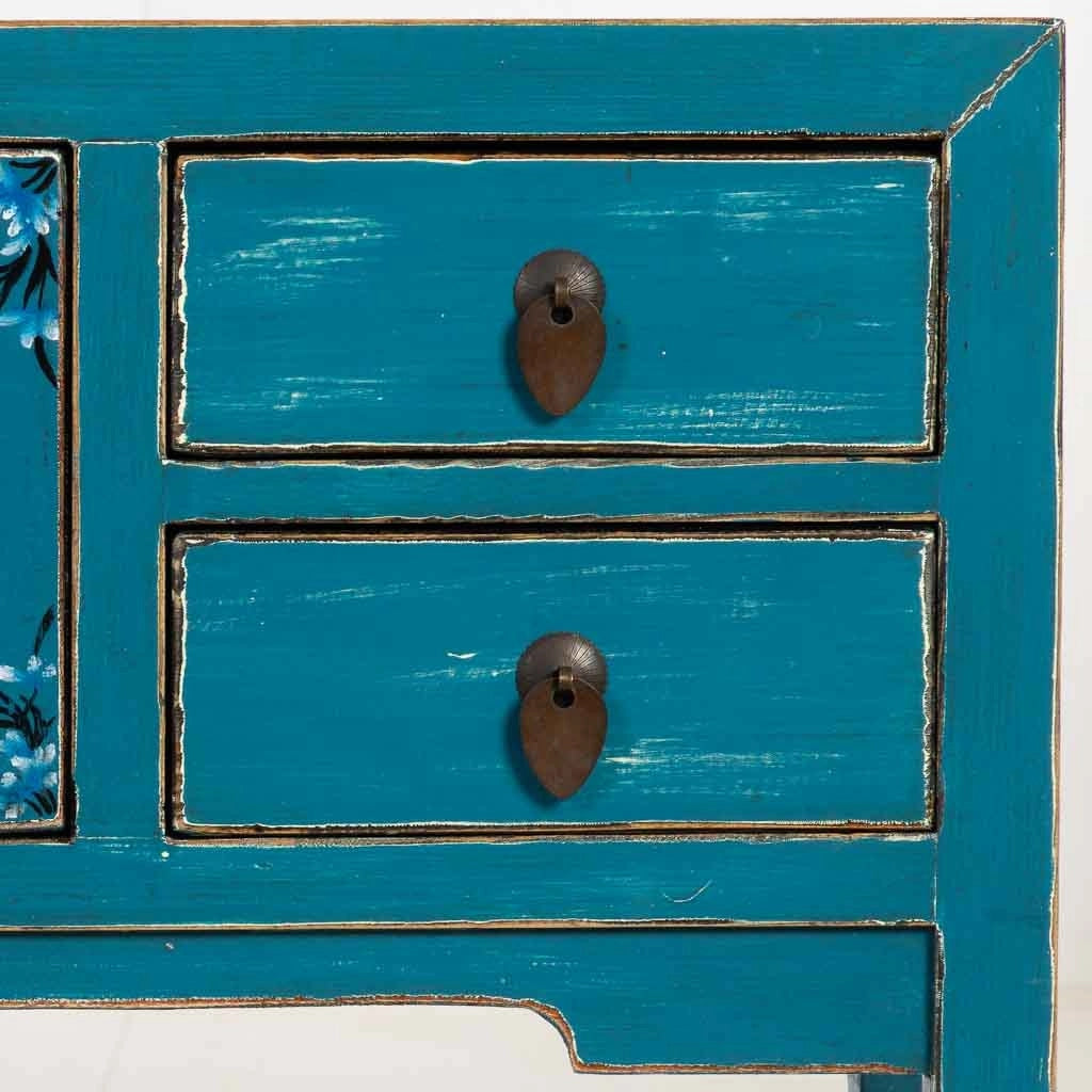 Mobile da ingresso in legno blu 100x25x85h cm