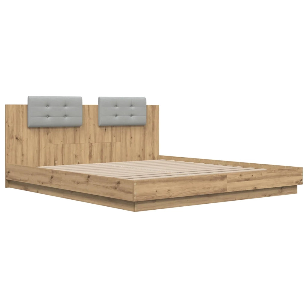 Struttura letto con testata-Giroletto Rovere artigianale 200 x 200 cm