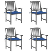 Sedie da Giardino con Cuscini 4 pz in Massello di Acacia Grigio cod mxl 7910