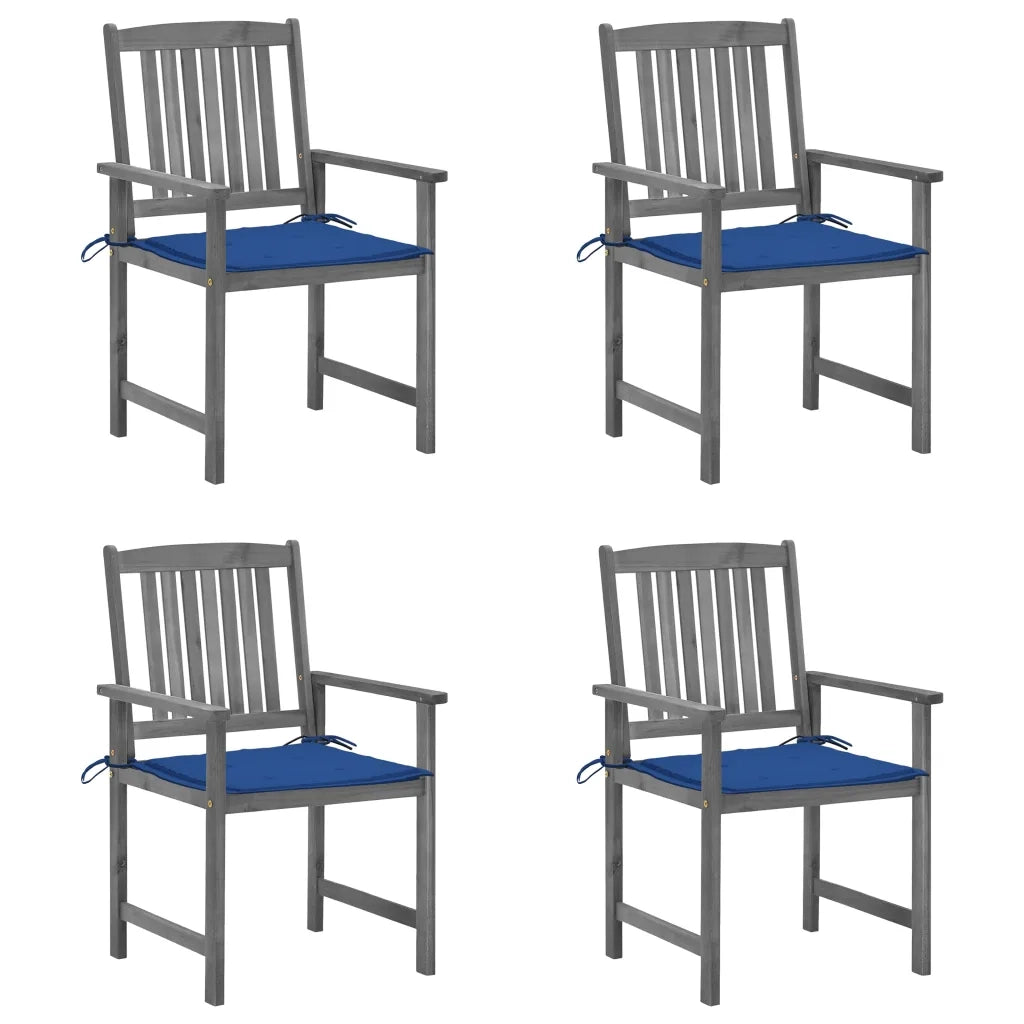 Sedie da Giardino con Cuscini 4 pz in Massello di Acacia Grigio cod mxl 7910