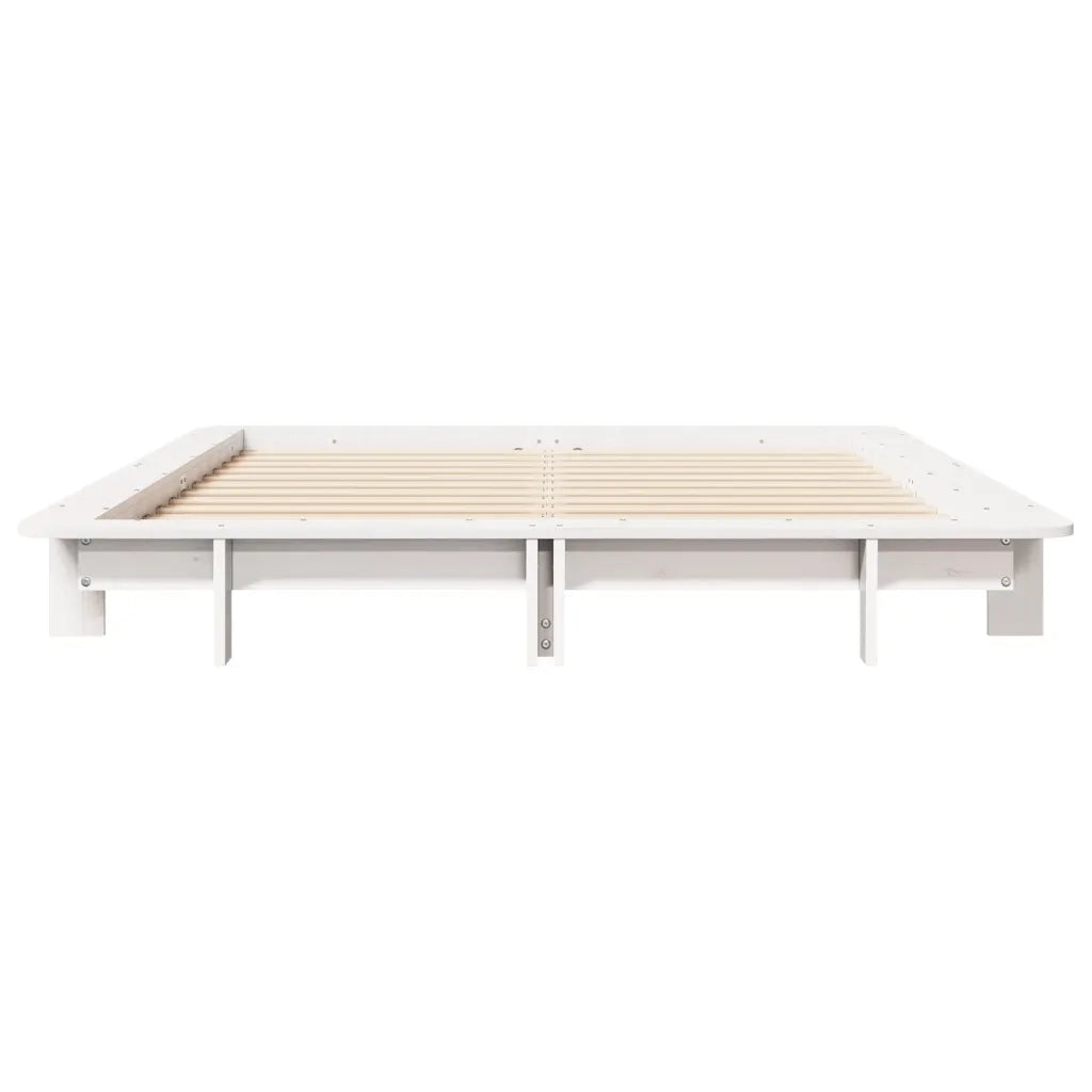 Letto senza Materasso Bianco 135x190 cm Legno Massello di Pino 850675