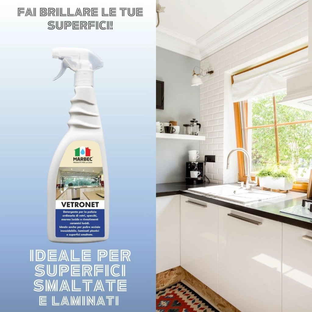 Come pulire i vetri e le superfici lucide VETRONET   5LTx4Pz