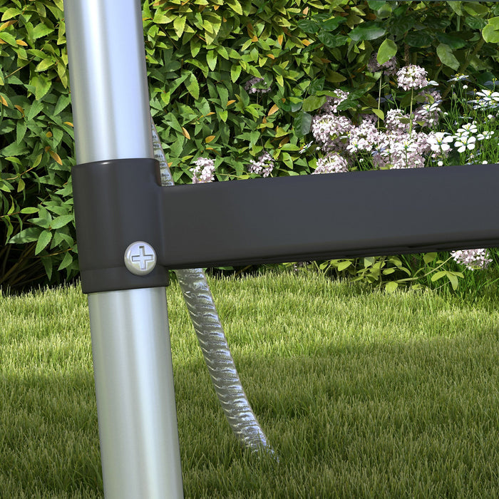 Scaletta per Trampolino Elastico Regolabile a 3 o 2 Scalini 97x32 cm in Acciaio Argento