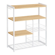 Mensola da cucina indipendente con 2 cestelli in metallo 35 x 80 x 95 cm stile panetteria con ganci e ripiani ripiano per microonde bianco 12_0006121